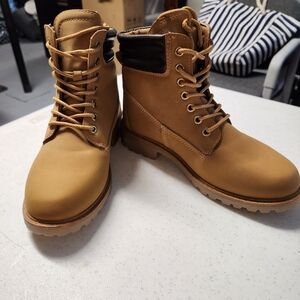 Womens Tan Lace-Up Boots